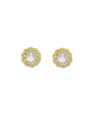 Brinco Fundicao -  82 Zirconia - Flor Miolo Pedra  - 00 - 12mm x 12mm - 3.06gr