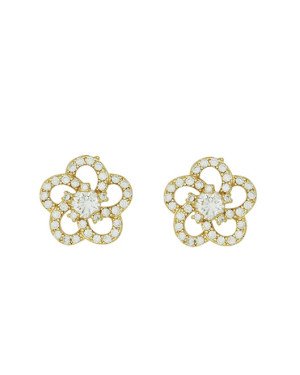 Brinco Fundicao - 72 Zirconia - Flor c/ 5 Petalas Vaz 16mm  - 00 - 16mm x 16mm - 4.55gr