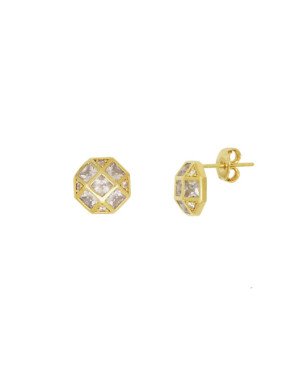 Brinco Fundicao - 18 Zirconia - Octogonal 10mm - 00 - 10mm x 10mm - 2.38gr