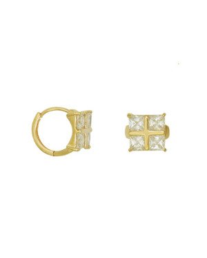 Brinco Argola Fundicao - 8 Zirconia - c/ Quadrado  - 00 - 12mm x 12mm - 4.52gr