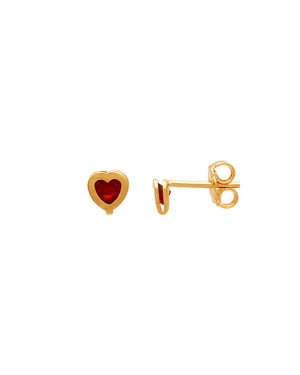Brinco Coracao Borda Lisa c/ Pedra - 00 - 4mm x 5mm - 0.60gr