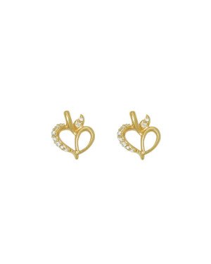Brinco Fundicao - 18 Zirconia - Coracao Deslocado Vaz Lateral 10mm - 00 - 10mm x 10mm - 1.41gr