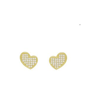 Brinco Fundicao - 64 Zirconia - Coracao Deslocado 10mm (Faz Lado) - 00 - 10mm x 10mm - 1.79gr