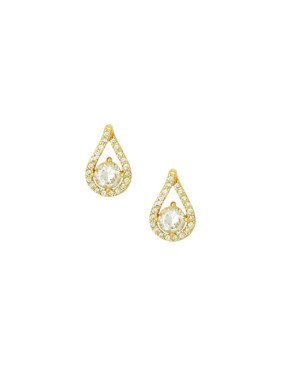 Brinco Fundicao - 44 Zirconia - Gota Vaz Meio Pedra 12mm - 00 - 8mm x 12mm - 1.70gr
