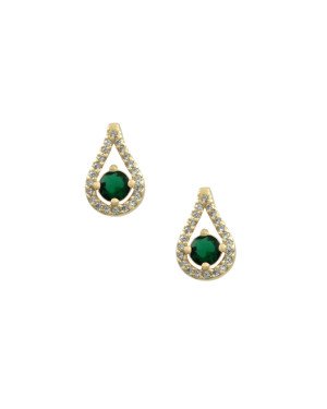 Brinco Fundicao - 44 Zirconia - Gota Vaz Meio Pedra Esmeralda 12mm (Linha Princess) - 00 - 8mm x 12mm - 1.86gr