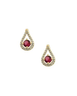 Brinco Fundicao - 44 Zirconia - Gota Vaz Meio Pedra Rubi 12mm (Linha Princess) - 00 - 8mm x 12mm - 1.86gr