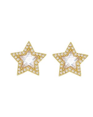 Brinco Fundicao - 62 Zirconia - Estrela Meio Pedra 20mm - 00 - 20mm x 20mm - 6.76gr