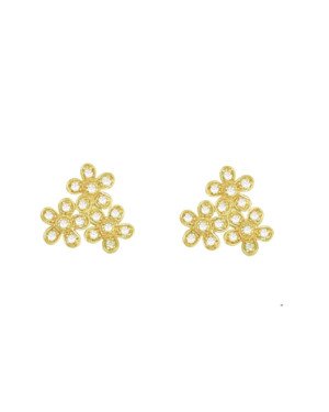 Brinco Fundicao - 36 Zirconia - 3 Flores (Faz Lado) - 00 - 15mm x 13mm - 2.43gr
