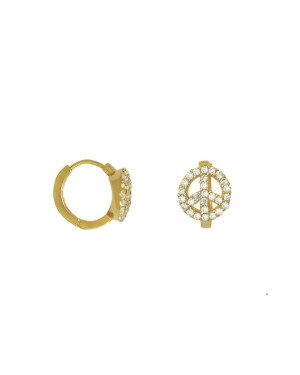 Brinco Fundicao - 54 Zirconia - Argola c/ Simbolo da Paz 12mm - 00 - 12mm x 12mm - 2.24gr