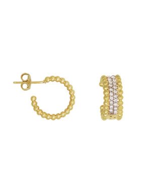 Brinco Fundicao - 80 Zirconia - Argola Lat Bolinhas Lisa 14mm c/ Rodio - 00 - 6mm x 14mm - 4.85gr