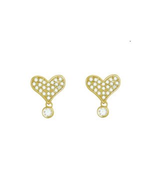 Brinco Fundicao - 46 Zirconia - Coracao c/ Ponto de Luz - 00 - 12mm x 14mm - 2.66gr