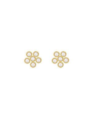 Brinco Fundicao - 12 Zirconia - Flor 10mm - 00 - 10mm x 10mm - 1.59gr