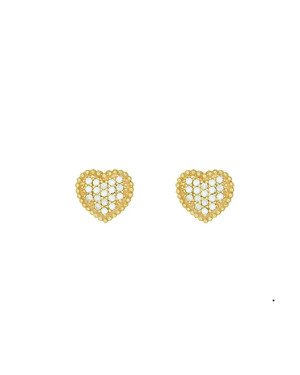 Brinco Fundicao - 36 Zirconia - Coracao Borda Bolinha 10mm - 00 - 10mm x 10mm - 2.22gr