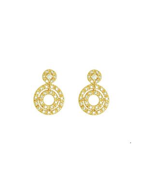 Brinco Fundicao - 60 Zirconia - Trc Redonda c/ 2 Redondo Vaz  - 00 - 11mm x 16mm - 2.56gr