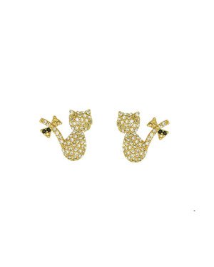 Brinco Fundicao - 136 Zirconia - Gato c/ Lacinho (Faz Lado) - 00 - 12mm x 14mm - 2.16gr