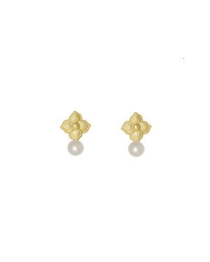 Brinco Flor Picotada 7mm c/ Perola 4mm - 00 - 7mm x 12mm - 0.80gr