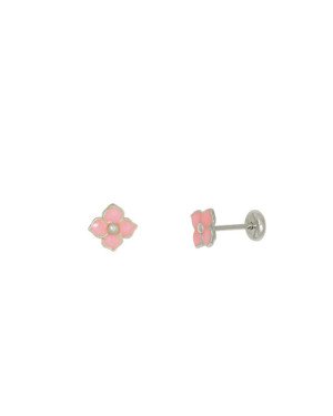 Brinco AG TP Flor c/ Resina 7mm - Pressao (Rosa Pastel) - G5 - 8mm x 8mm - 0.76gr