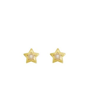 Brinco Estrela Dupla Vaz Centro c/ Perola - 00 - 9mm x 9mm - 0.94gr