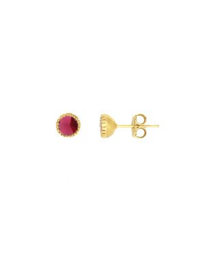 Brinco Fundicao - 2 Zirconia - Redondo Trefilado 5mm - Rubi - 00 - 6mm x 6mm - 1.52gr