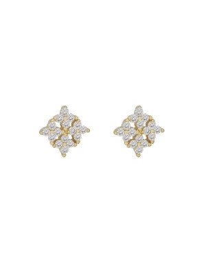 Brinco Fundicao - 32 Zirconia - Losango c/ 4 Florzinha - 00 - 13mm x 13mm - 2.13gr