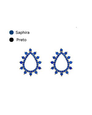 Brinco Fundicao - 76 Zirconia - Gota Vaz 15mm - Saphira - 00 - 12mm x 15mm - 1.57gr