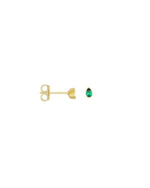 Brinco Fundicao - 2 Zirconia - Gotinha 4mm - Esmeralda - 00 - 3mm x 4mm - 0.57gr