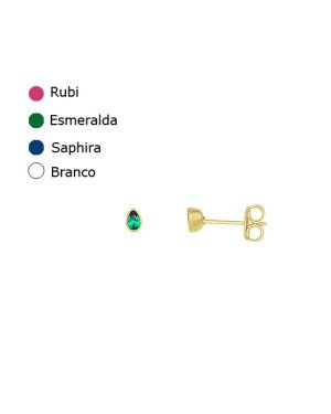 Brinco Fundicao - 2 Zirconia - Gotinha 4mm - Saphira - 00 - 3mm x 4mm - 0.54gr
