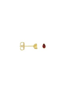 Brinco Fundicao - 2 Zirconia - Gotinha 4mm - Rubi - 00 - 3mm x 4mm - 0.56gr