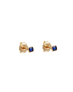 Brinco Fundicao - 2 Zirconia - Quadrado 3mm- Saphira - 00 - 3mm x 3mm - 0.58gr