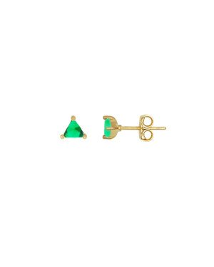 Brinco Fundicao - 2 Zirconia - Triangulo 6mm - Esmeralda - 00 - 6mm x 6mm - 0.81gr