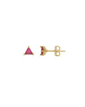 Brinco Fundicao - 2 Zirconia - Triangulo 6mm - Rubi - 00 - 6mm x 6mm - 0.78gr