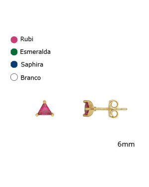 Brinco Fundicao - 2 Zirconia - Triangulo 6mm - Saphira - 00 - 6mm x 6mm - 0.82gr