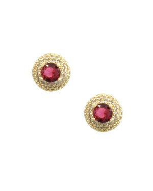 Brinco Fundicao - 110 Zirconia - Redondo 10mm Centro Solitario Rubi (Linha Princess) - 00 - 10mm x 10mm - 2.89gr