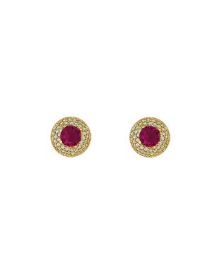 Brinco Fundicao - 110 Zirconia - Redondo 10mm Centro Solitario Saphira (Linha Princess) - 00 - 10mm x 10mm - 2.96gr