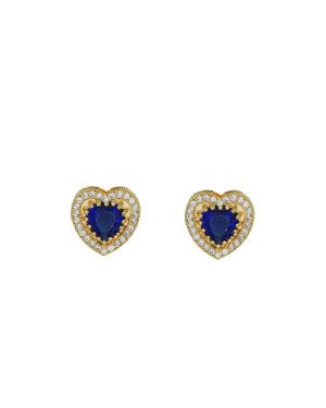 Brinco Fundicao - 54 Zirconia - Coracao 11mm Centro Saphira - 00 - 11mm x 11mm - 2.90gr