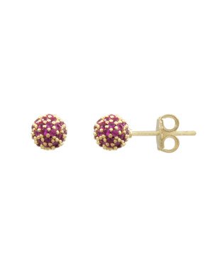 Brinco Fundido Bola 6mm c/ Zirconia - Rubi - 00 - 6mm x 6mm - 1.58gr