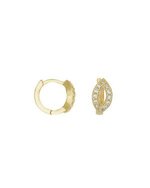Brinco Fundicao - 24 Zirconia - Argola c/ Navete Vaz 6mm  - 00 - 6mm x 12mm - 2.42gr