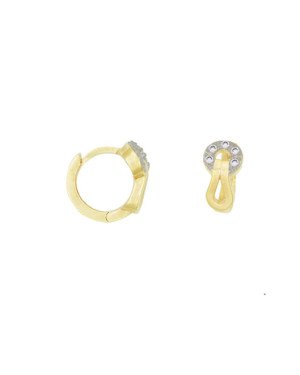 Brinco Fundicao - 10 Zirconia - Argola c/ Fivela c/ Rodio - 00 - 6mm x 12mm - 2.48gr