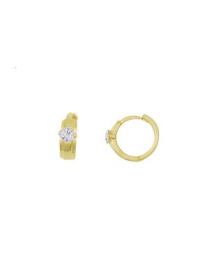 Brinco Fundicao - 2 Zirconia - Argola Meio Liso 12mm - 00 - 4mm x 12mm - 1.37gr