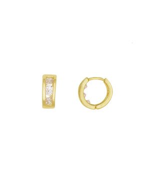Brinco Fundicao - 6 Zirconia - Argola c/ Borda Lisa Vaz Atras 11mm - 00 - 5mm x 11mm - 1.76gr