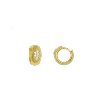 Brinco Fundicao - 14 Zirconia - Arg Lisa Peq c/ Florzinha no Meio  - 00 - 6mm x 11mm - 2.86gr