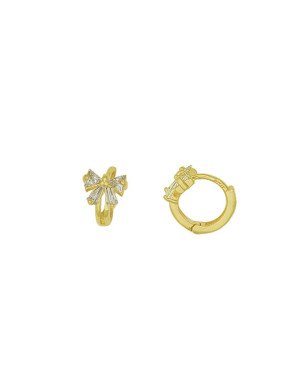 Brinco Fundicao - 8 Zirconia - Argola Vaz c/ Laco  - 00 - 8mm x 10mm - 1.60gr