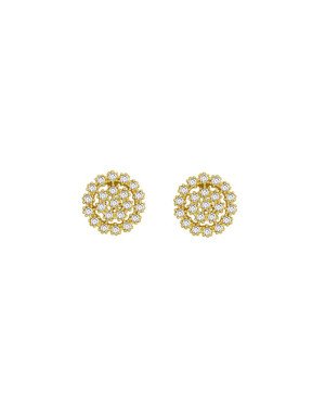 Brinco Fundicao - 44 Zirconia - Redondo c/ 2 Volta c/ Pedras 10mm  - 00 - 10mm x 10mm - 2.02gr
