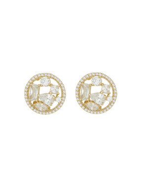 Brinco Fund - 84 Zirconia - Redondo Vaz c/ 1 Retangulo 1 Gota 1 Nav 2 Red 1Quad - 00 - 15mm x 15mm - 3.72gr