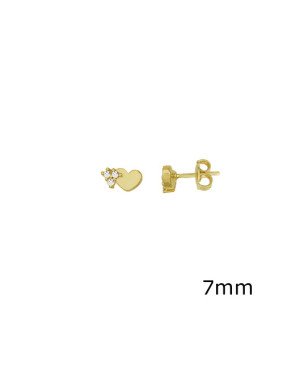 Brinco Fundicao - 6 Zirconia - Coracao Liso 7mm - 00 - 7mm x 4mm - 0.84gr