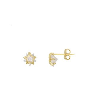 Brinco Fundicao - 2 Zirconia - Solitario c/ Estrela Vaz 8mm - 00 - 8mm x 8mm - 1.36gr