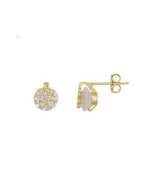 Brinco Fundicao - 2 Zirconia - Solitario c/ Trevo Vaz 8mm - 00 - 8mm x 10mm - 2.61gr