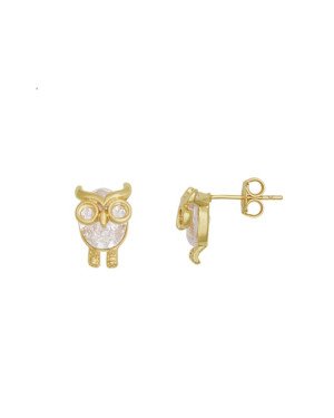 Brinco Fundicao - 2 Zirconia - Coruja 8mm - 00 - 8mm x 12mm - 3.00gr