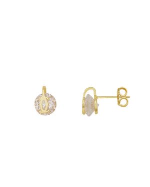 Brinco Fundicao - 2 Zirconia - Redondo c/ Detalhe Liso no Meio 8mm - 00 - 8mm x 10mm - 2.37gr