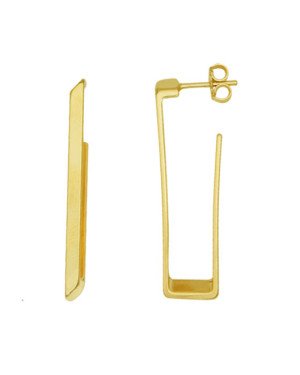 Brinco Argola Quadrada Tubo Usinado (Faz Par)  - 00 - 10mm x 38mm - 3.80gr